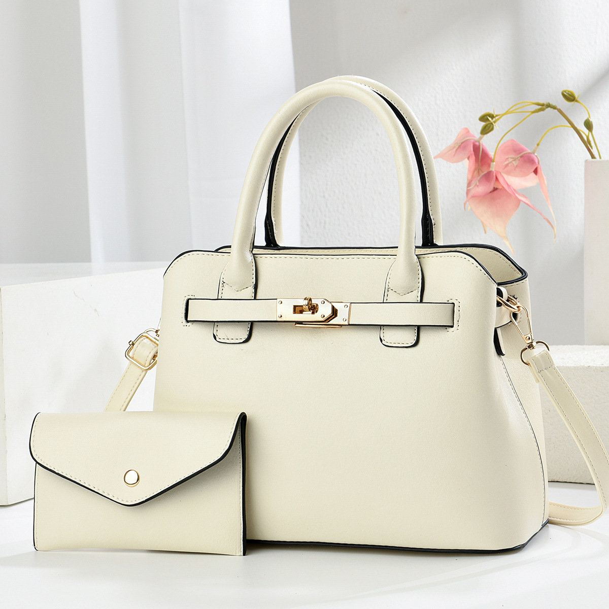 Dos paquetes de bolsos casuales bolsos de mano de otoño nuevo estilo de moda de color sólido mochila de viaje bolsos de hombro bolsos transfronterizos