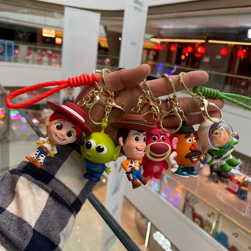 Cute Cartoon Toy Mobilization Buzz Lightyear Keychain Schoolbag Pendant Ornament Car Key Chain Small Gift 