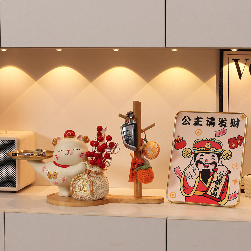 玄関の招き猫の装飾品、新築祝い、新年の贈り物、リビングルームの玄関ホール、家の鍵の収納、靴箱の装飾|undefined