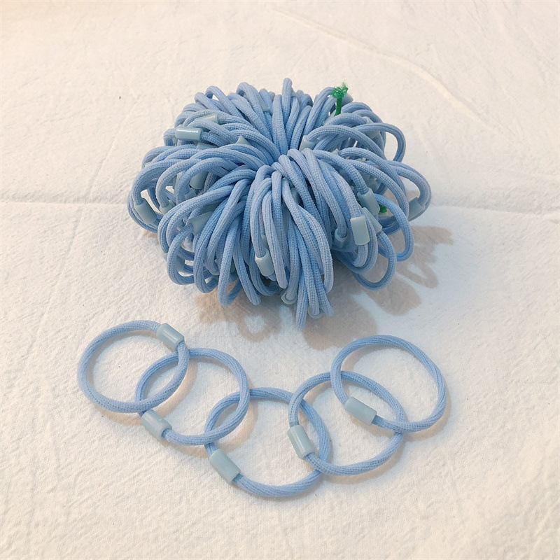 [Pequeño anillo largo con hebilla] DIY niños materiales hechos a mano cuerda de cabeza de alta elasticidad color caramelo no daña correa de cabello tocado