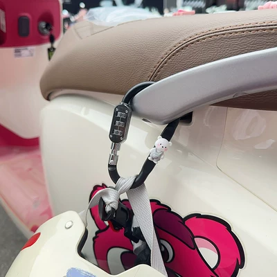 lock for girls, aluminum | Helmet lock - aluminum-alloy-materialblack-d-model-with-white-strap-bear