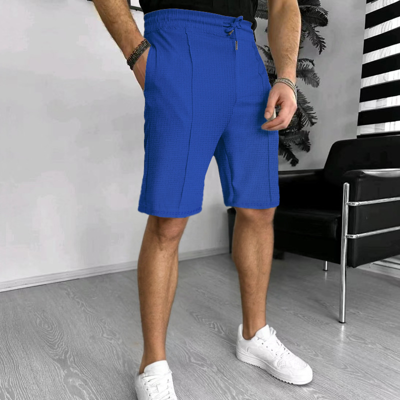 Men's Waffle Knit Shorts - Breathable Loose Fit 5-Inch Inseam Casual Summer Shorts Breathable Waffle Texture_viptrois.com