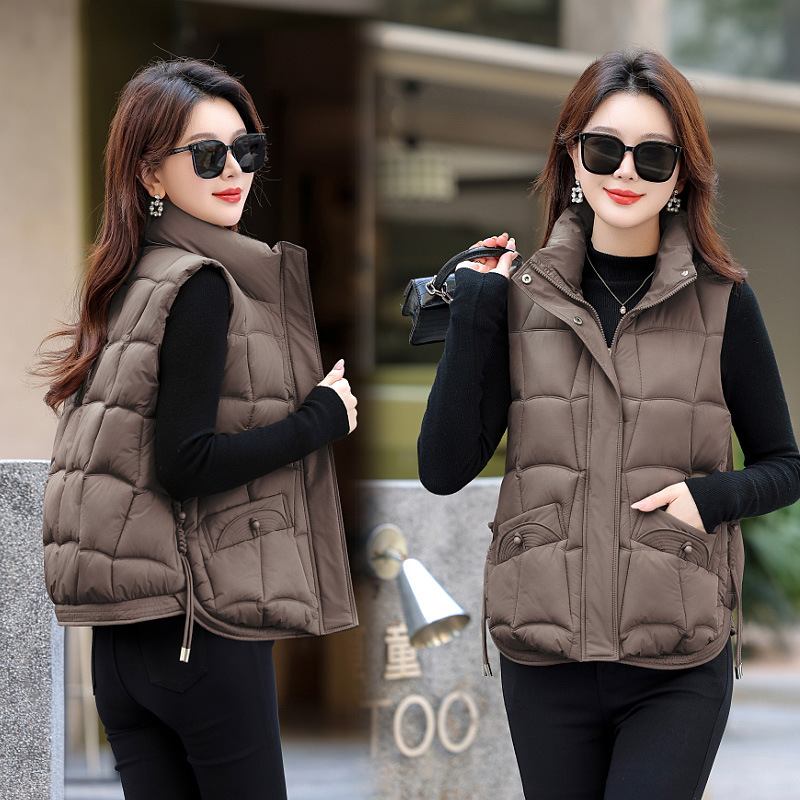 Otoño y invierno chaleco de pluma de algodón corto para mujeres 2025 moda de chicas con cuello caliente chaleco de abrazadera de hombro chaqueta image 7