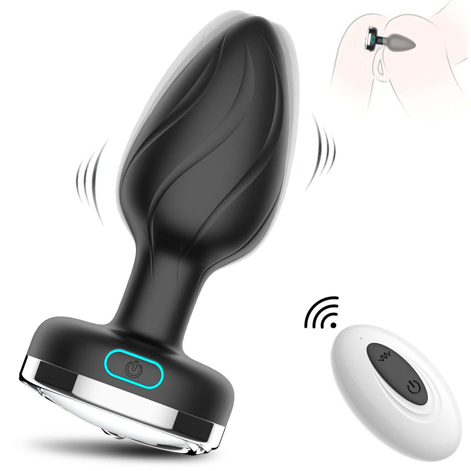 Luminous Wireless Remote Control Silicone Anal Plug, Rechargeable Adult Toy — detail image 3