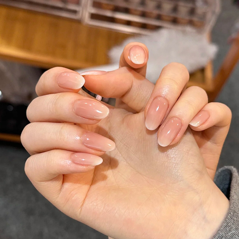 Short Oval-Shaped Wearable Nails, Simple Gradient Nude Pink, Removable and Reusable, 30 Pieces of Finished Fake Nails Short Oval-Shaped Wearable Nails, Simple Gradient Nude Pink, Removable and Reusable, 30 Pieces of Finished Fake Nails