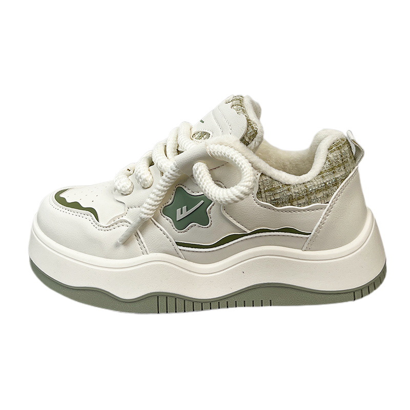 Zapatos cálidos y transpirables con estilo retro, zapatos blancos de suela gruesa con cordones y parte superior baja, zapatillas de nuevo diseño para estudiantes, venta al por mayor