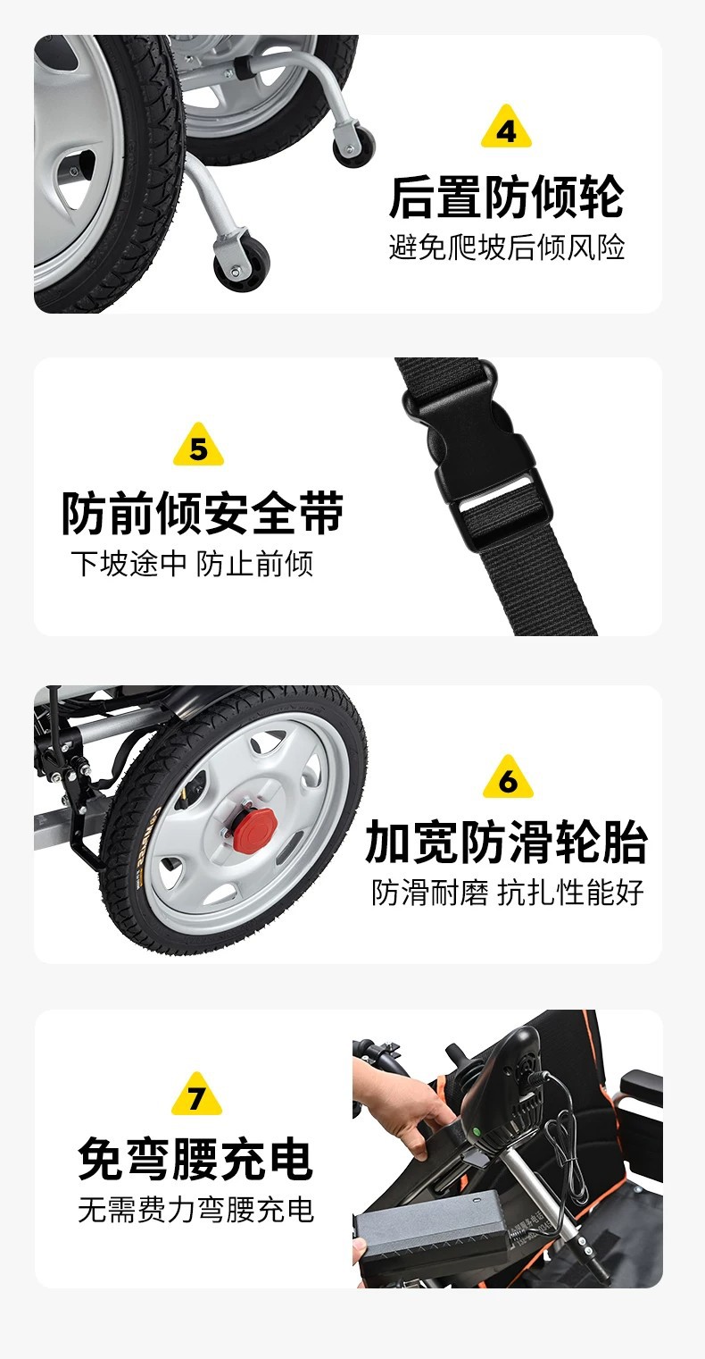 Branded electric wheelchair, intelligent, fully automatic, specially designed for the elderly and disabled, foldable, lightweight, four-wheel mobility aid