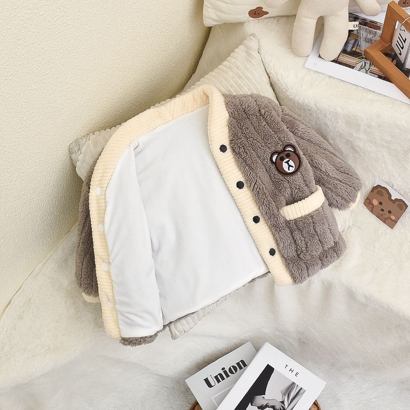 男童睡衣加绒加厚秋冬季珊瑚绒女宝宝家居服1-3岁5法兰绒儿童冬款