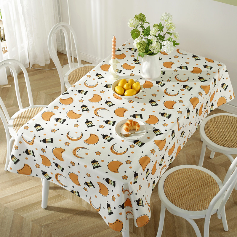 Tovaglia da tè impermeabile in poliestere con stampa di stelle e luna musulmane mediorientali, spedizione transfrontaliera, dropshipping_voghion.com