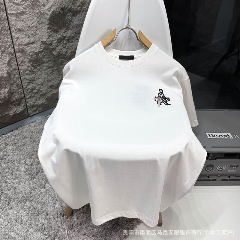 Triangular Cross-Border Luxury Fashion High-Quality Printed Short-Sleeve Trendy Brand Export Regular Round-Neck Loose Letter T-Shirt