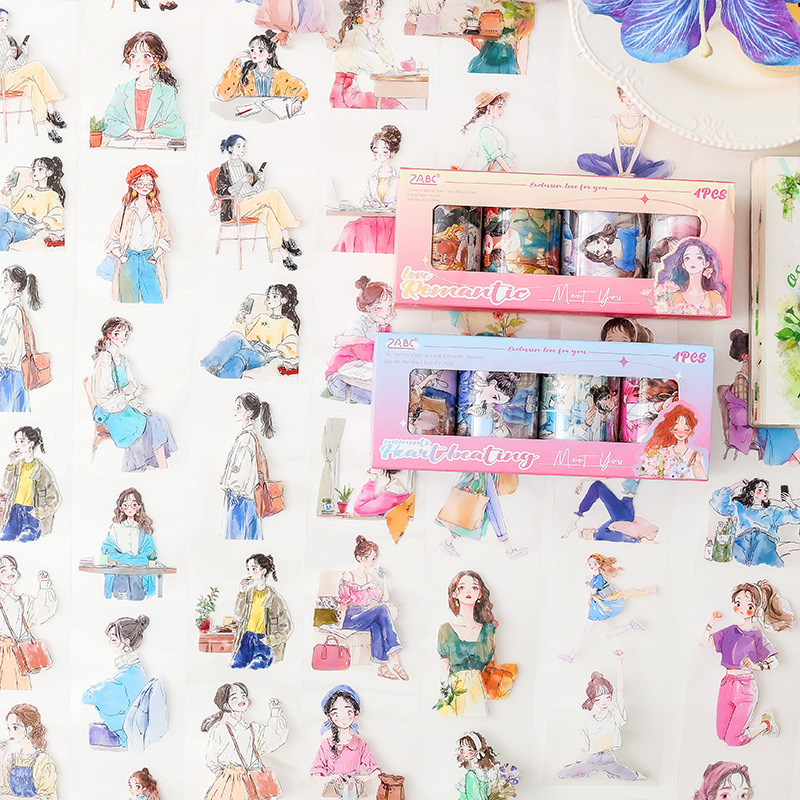 Serie de años suaves Personajes pequeños y frescos troquelados de aceite especial Cuentas de mano Material de collage de decoración de bricolaje Cinta de mano