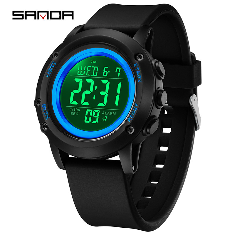 SANDA SANDA reloj electrónico de tendencia deportivo impermeable estudiantes multifunción alarma de luz nocturna cronógrafo 2165