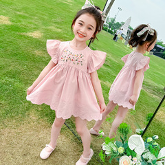 Ladies' Dress Summer Wear 2024 New Arrival for Girls Baby Trendy Stylish Children's Summer Floral Flared Sleeve Princess Dress