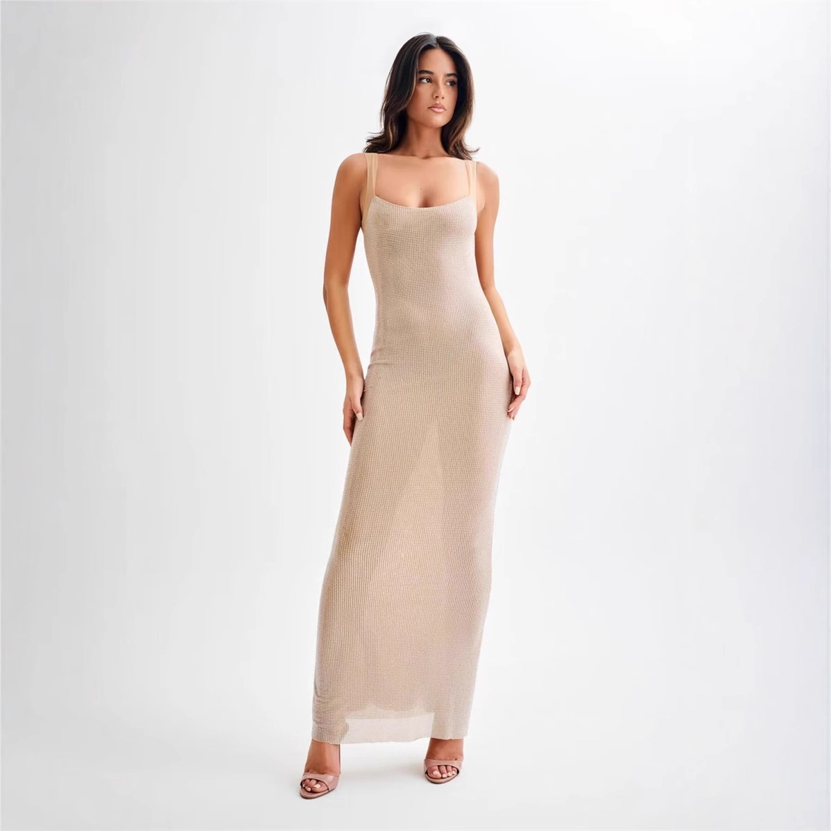 25 Summer Australian Niche Trendy Brand Goddess Sexy Mesh See-Through Suspender Sequin Slim Fishtail Long Skirt Evening Dress