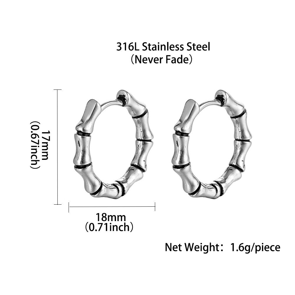 Street Occasion Titanium Steel Material 1 Piece Fashion Bamboo Titanium Steel Plating Men's Earrings