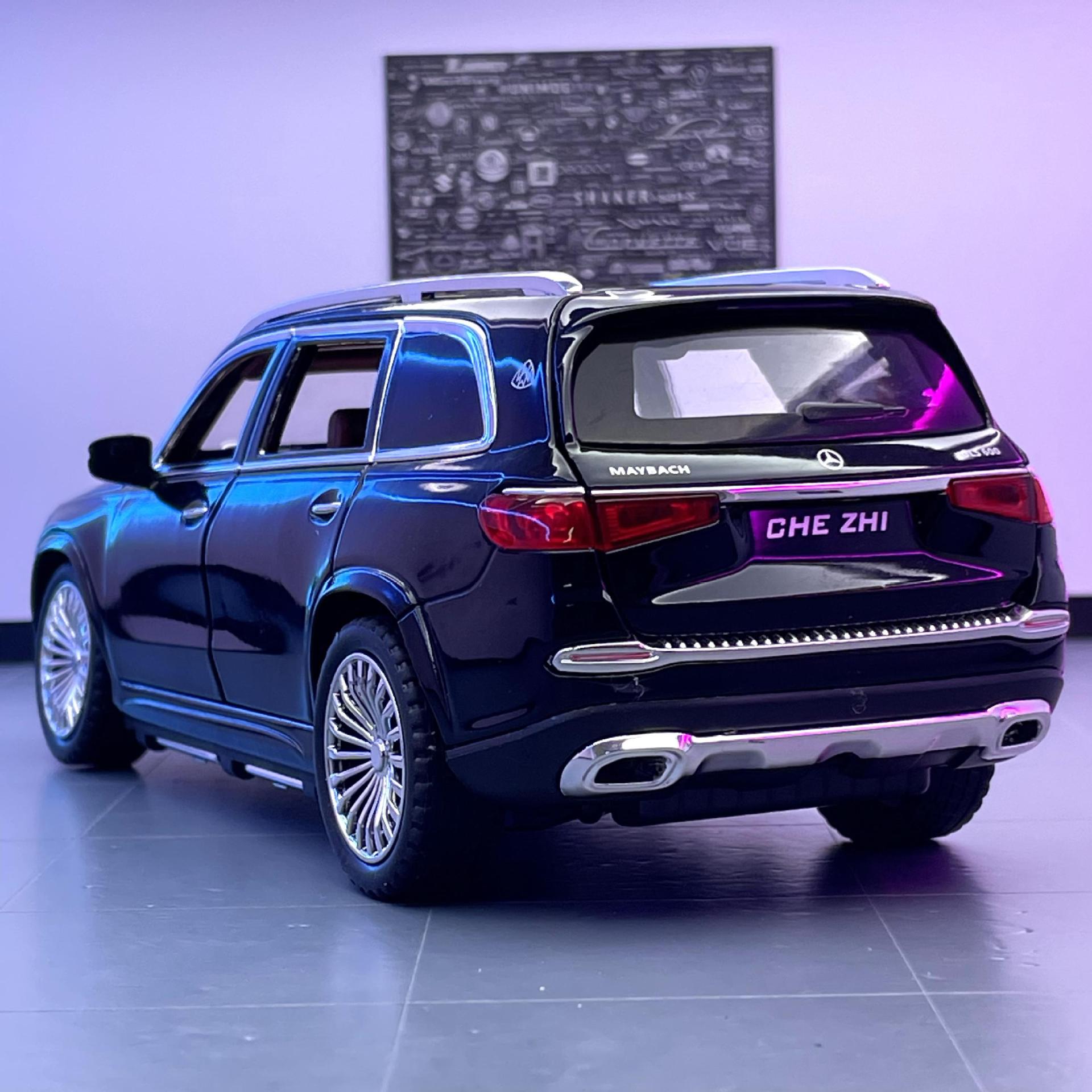 Aleación de coche Maybach GLS600 modelo de coche Tire hacia atrás juguete vehículo todoterreno con música ligera colección de decoración de modelos