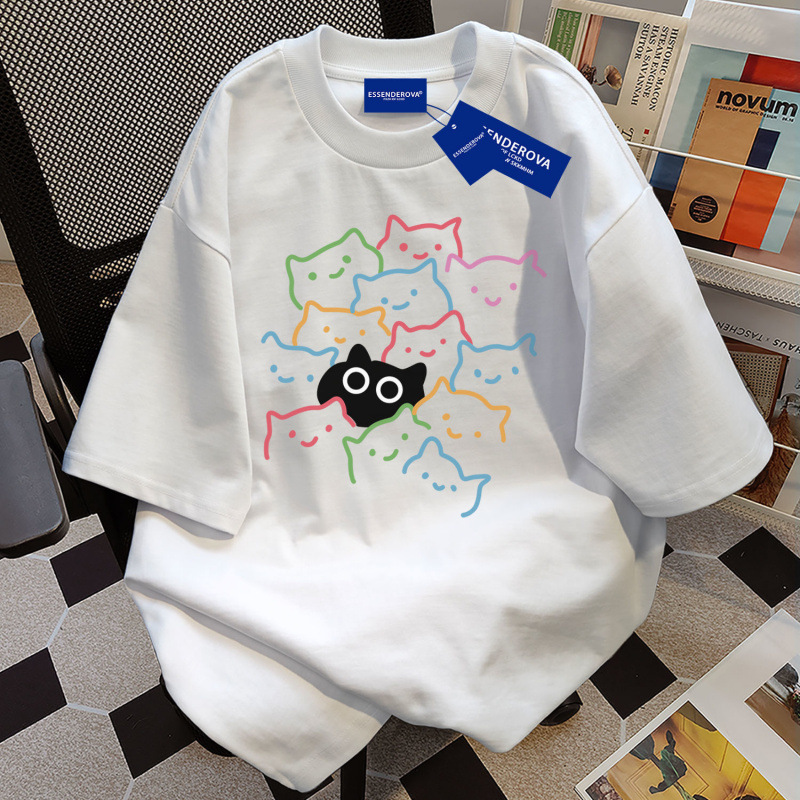 綿100% アメリカンデザイン 楽しいプリント 半袖 レディース カジュアル Tシャツ 夏 インズ トレンド ゆったり スリム トップス|undefined