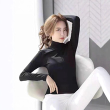 秋冬长袖上衣半高领打底衫女亲肤裸感面膜衣纯色百搭高弹修身衣服