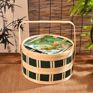 Dragon Boat Festival Bamboo Basket, Rice Dumplings, Bamboo Woven Duck Eggs, Mid-Autumn Festival Gift Box, Pastry Packaging, Bamboo Basket, Portable Bamboo Box Weaving