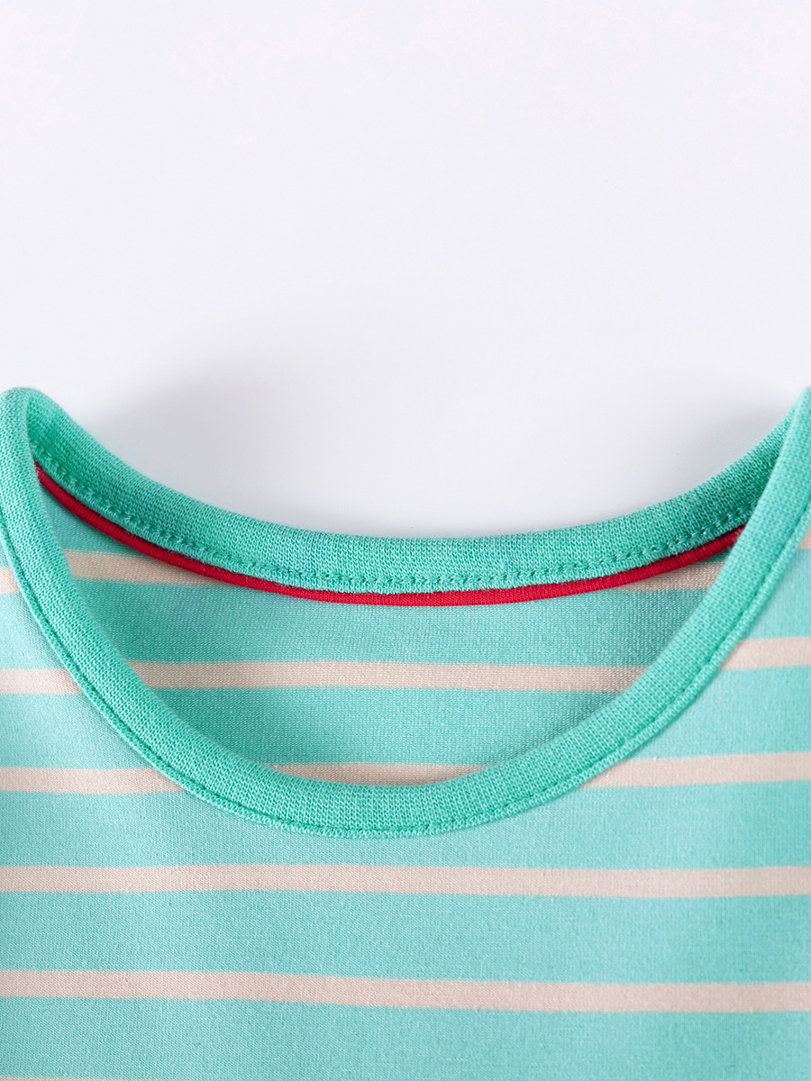 Little maven falda para niños de estilo europeo y americano al por mayor nuevo estilo otoño vestido de manga larga falda de algodón bebé a rayas