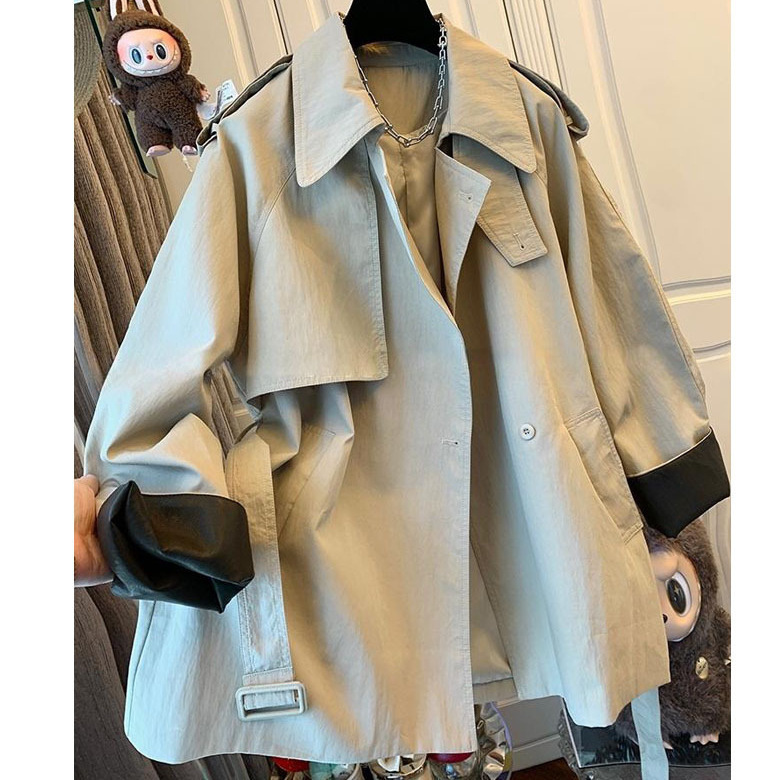 2025 New Autum Design French Style Large Lapel Windbreaker Jacket Loose Mid-Length Women's Top