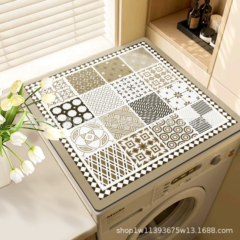 Коврик для стиральной машины TEMU, персидский дизайн, доступная роскошь, из диатомовой грязи, пылезащитный, для холодильника, пылезащитная ткань