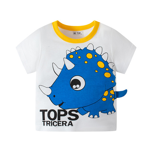 Children's Summer Clothing Pure Cotton New Men's Short Sleeve T-shirt Baby Summer Cartoon Half Sleeve Top Children's Clothing Dropshipping One Piece