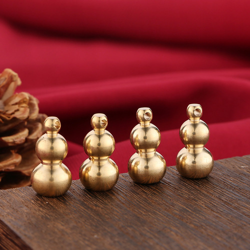 Round-headed solid copper small gourd accessories Fu Lu pendant lathe part mini gourd car keychain street stall
