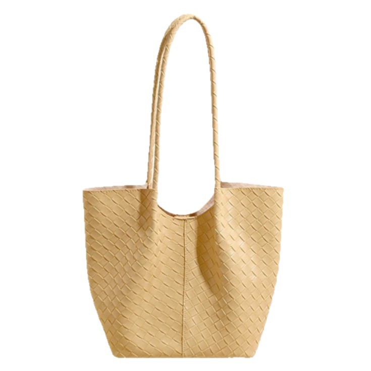 Bolso Tote Tejido para Mujer de PU, Gran Capacidad, Cierre Magnético, para Uso Diario