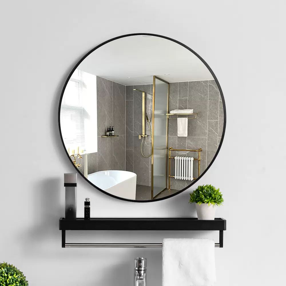 批发定制铝合金圆形镜子定制挂墙浴室化妆镜现代简约亚马逊