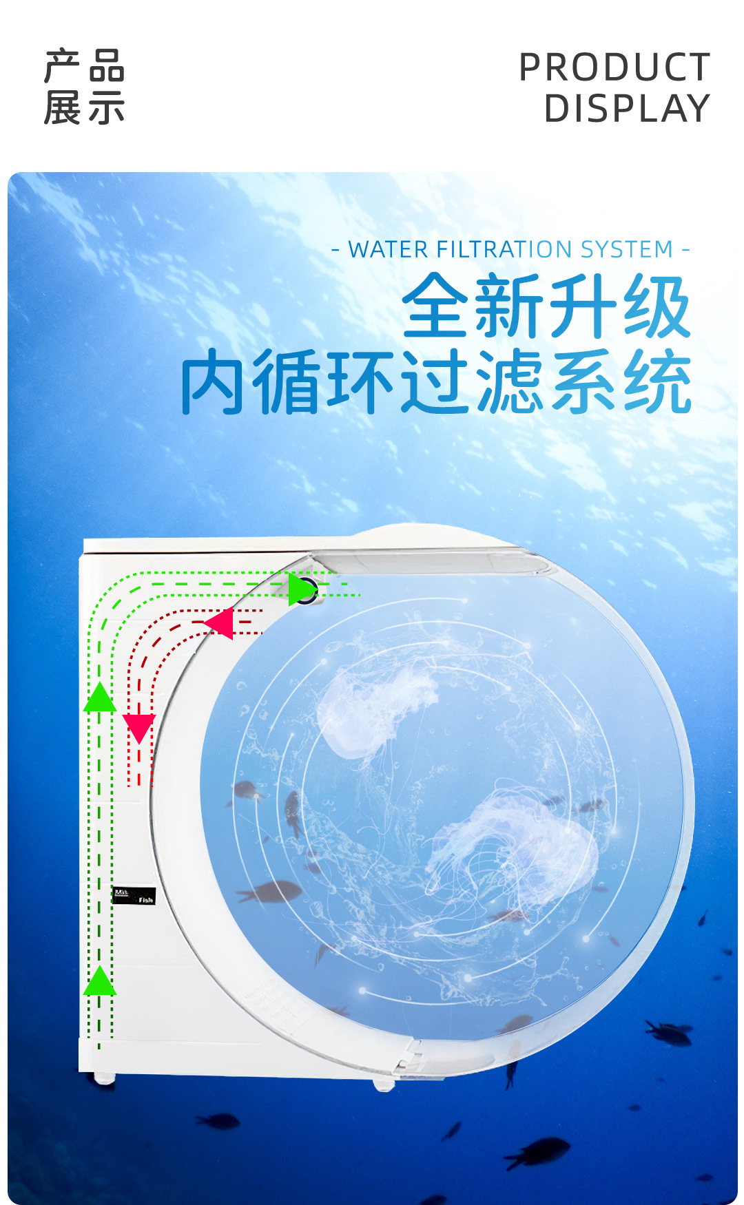 摆摊水母缸桌面缸10L展示缸水族生态鱼缸赤月海月活体地摊养殖缸