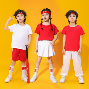 National Day Children's Cheerleading Costumes Kindergarten Primary and Secondary School Students Chorus Red Song Performance Costumes Boys and Girls