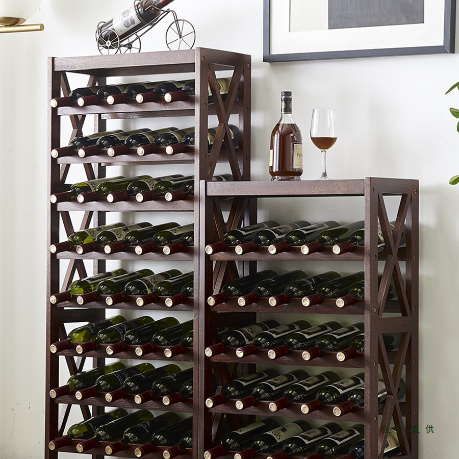 Creative Living Room Grape Wine Rack Household Solid Wood Wine Display Rack Floor-Standing Storage Rack Wine Cabinet Wine Bottle Slanted