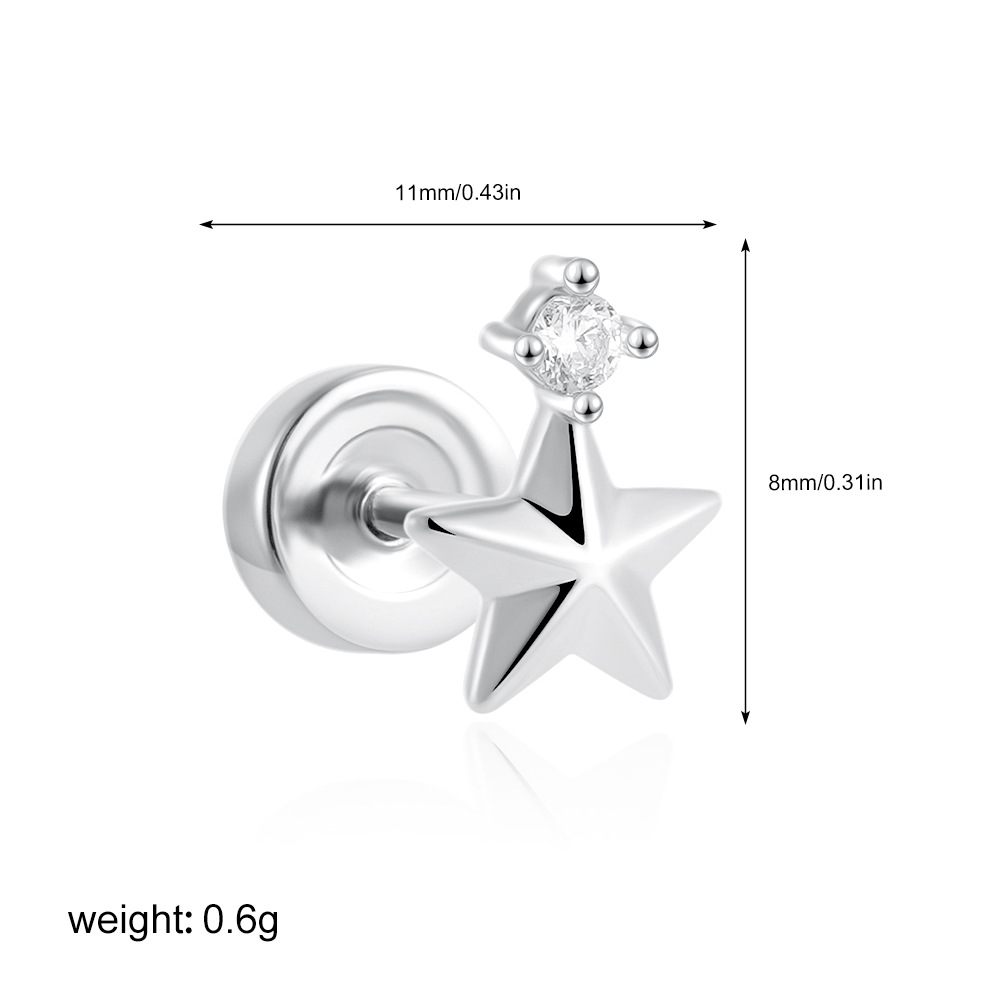 2g Weight 201 Stainless Steel Ear Needle Material Ear Studs Classification 1 Piece Quantity Casual, Daily Occasion Copper Material Star, Moon, Heart Shape Pattern All Seasons Season Women's Gender Plating Design Elegant, Simple Style Style 1 Piece Elegant Simple Style Star Moon Heart Shape Plating Copper Ear Studs 23