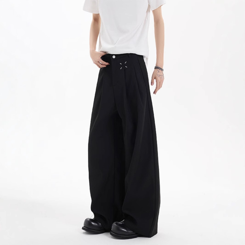 Margiela Black Machete Pants Men's Spring American-style Loose Pants with Wide Leg Dapdown Trendy Brand Plutton Handsome Straight Casual Pants