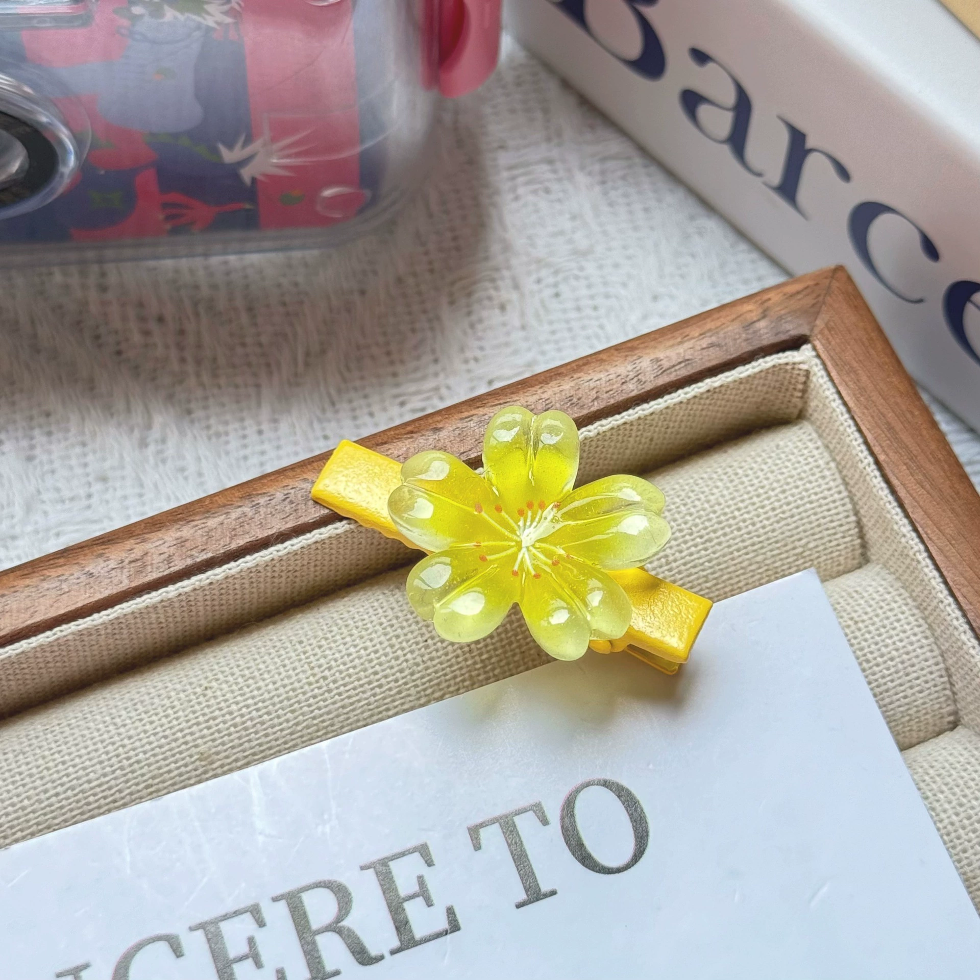 Заколка для волос Jelly Cherry Blossom, смоляная боковая клипса, 6 см, пастельные цвета