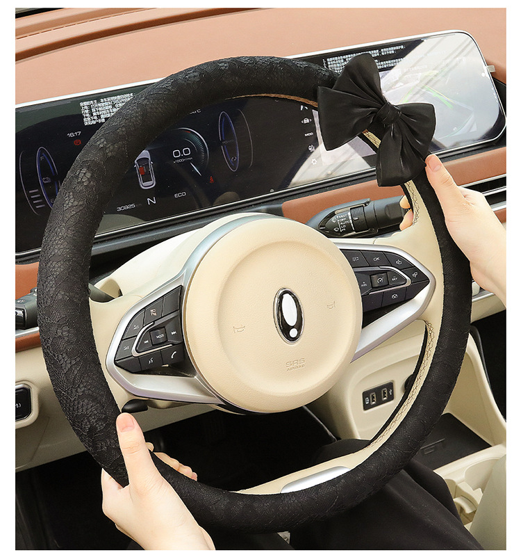 New Car Steering Wheel Cover for All Seasons and Summer, Non-Slip, Universal Fashionable Lace Female Cute Handlebar Cover, Cross-Border Supply