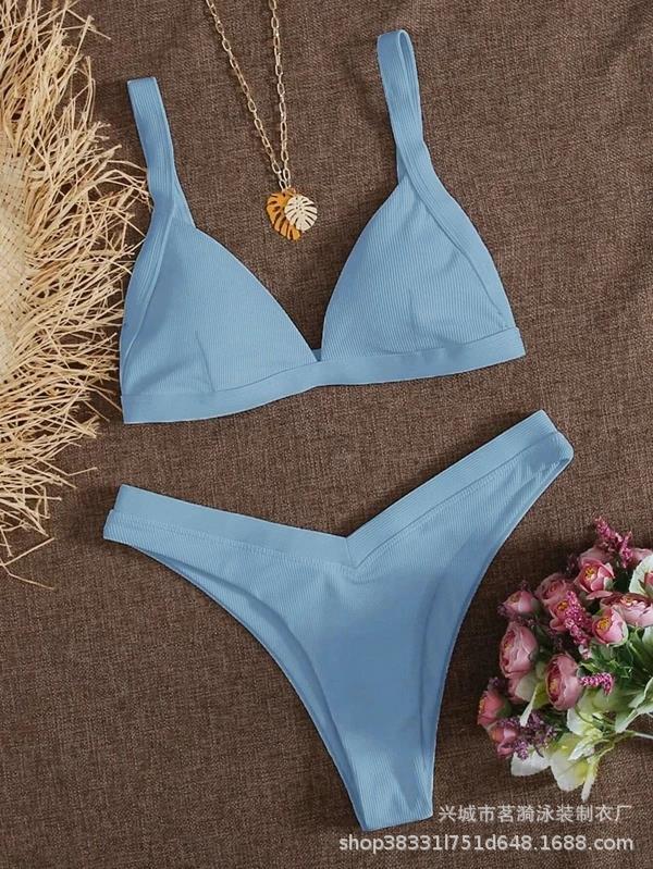 Mingyi nuevo popular multicolor color sólido pequeño hoyo bar moda europea y americana sexy multicolor Bikini traje de baño de las mujeres