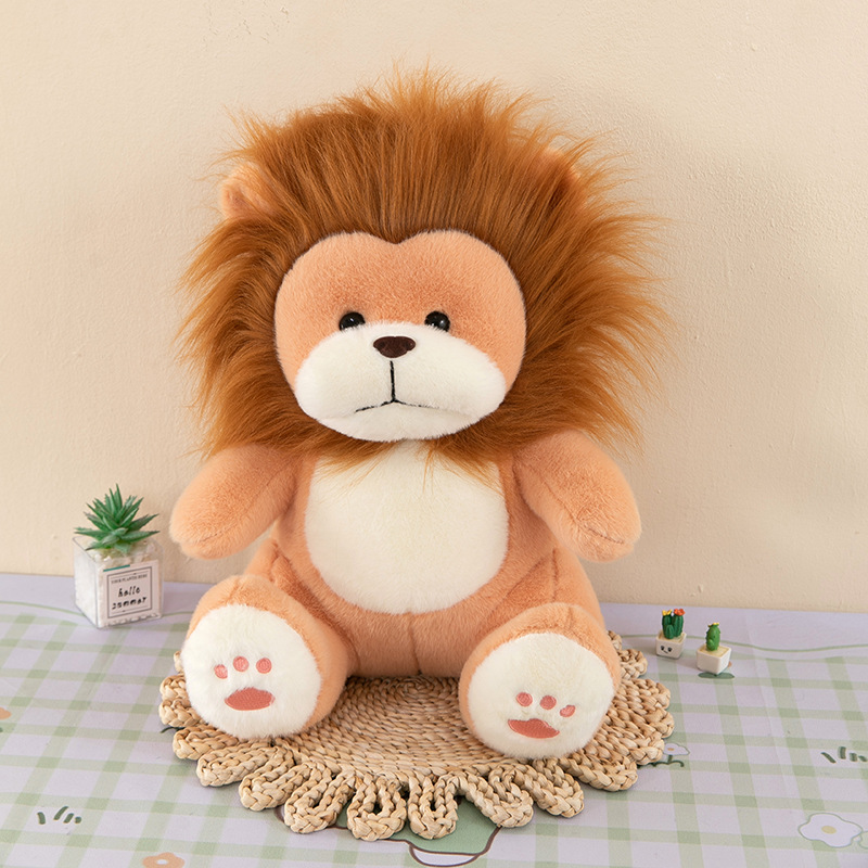 Linda muñeca de león de simulación, peluche de león pequeño, muñeca de trapo, almohada para niños, regalo de cumpleaños para niños