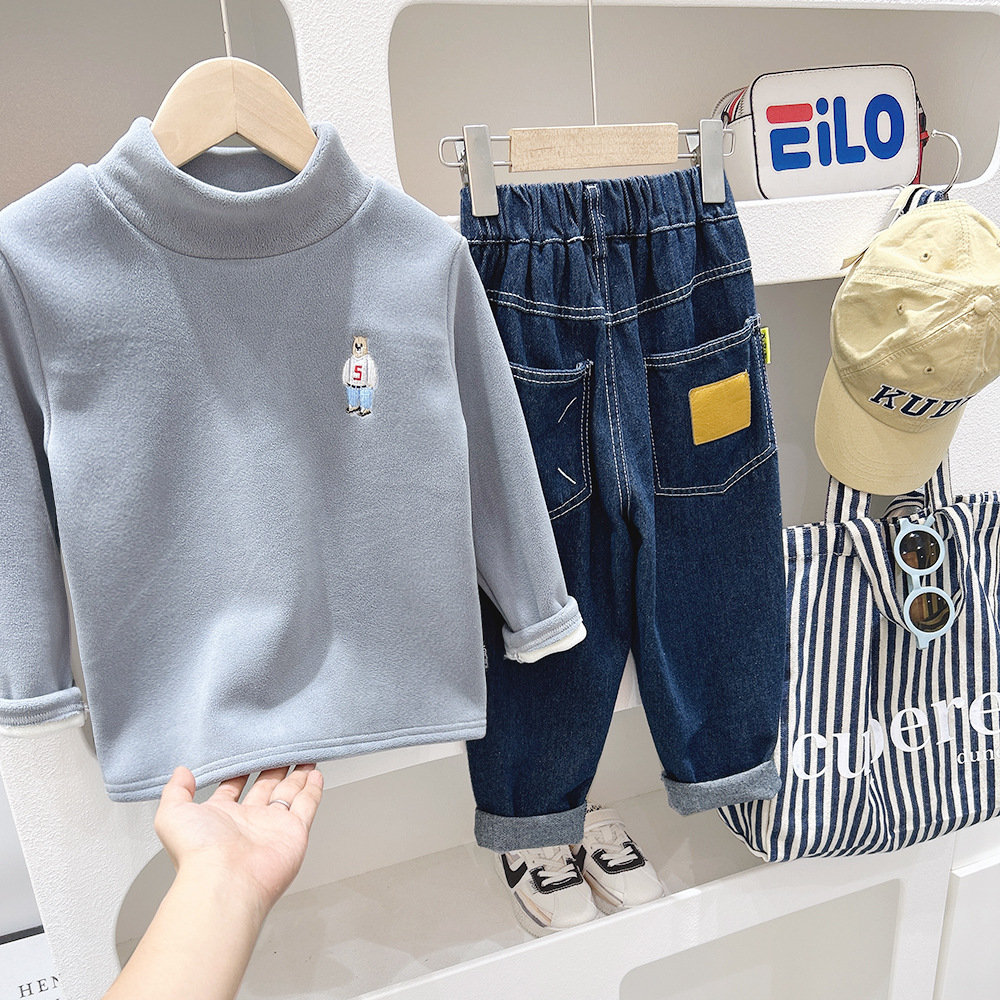 Camisa de fondo engrosada de cuello alto para niños 2023 ropa interior de otoño e invierno camisa de fondo para niños invierno forro polar engrosado terciopelo de una pieza