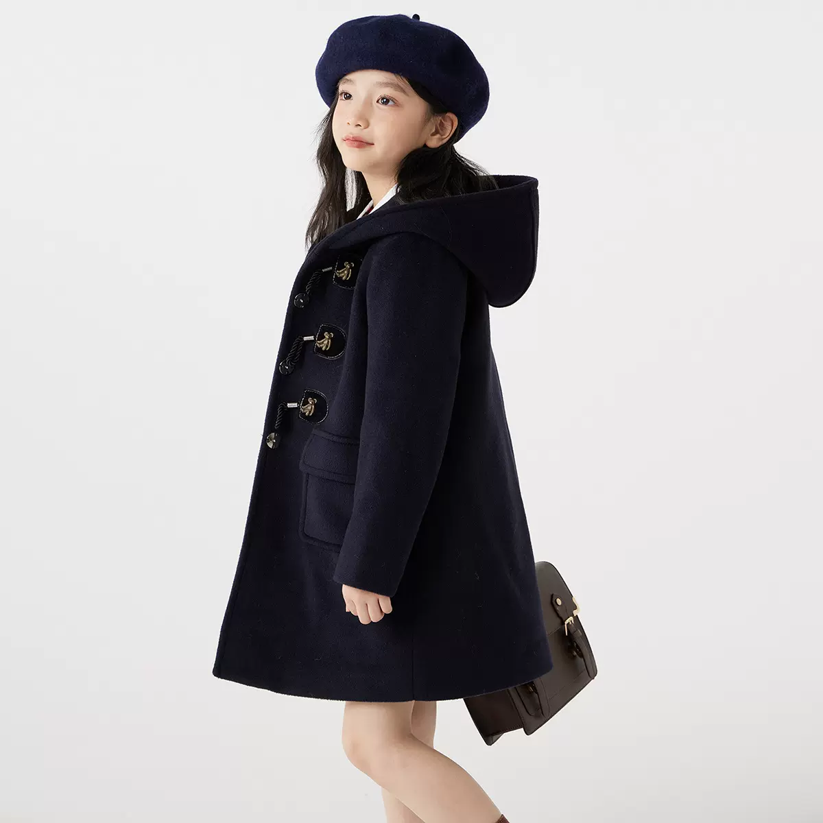女童呢子大衣秋冬季2024新款小女孩洋气长款儿童夹棉毛呢外套冬装