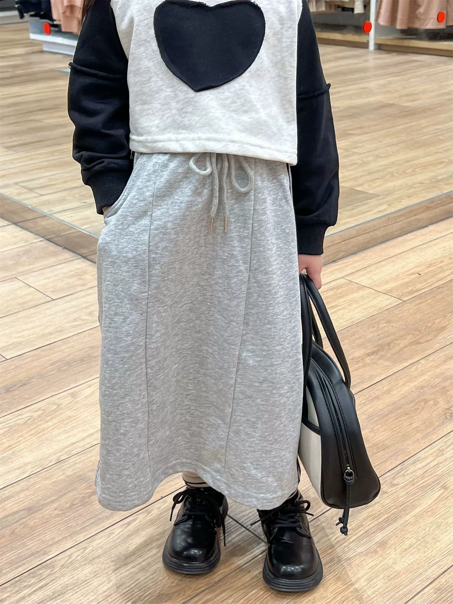 Children’s autumn sweatshirt T‑shirt, Korean/American style, love sweater or long skirt, sizes 90–140 cm
