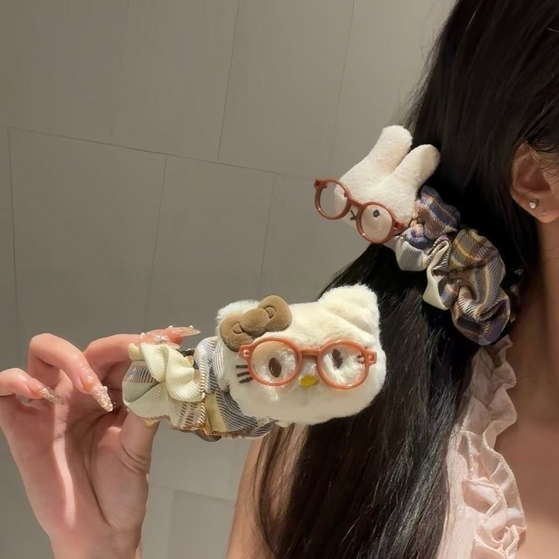 可爱眼镜大号猫咪巨显发量米菲兔香蕉夹后脑勺盘发百搭少女发饰蓬|undefined