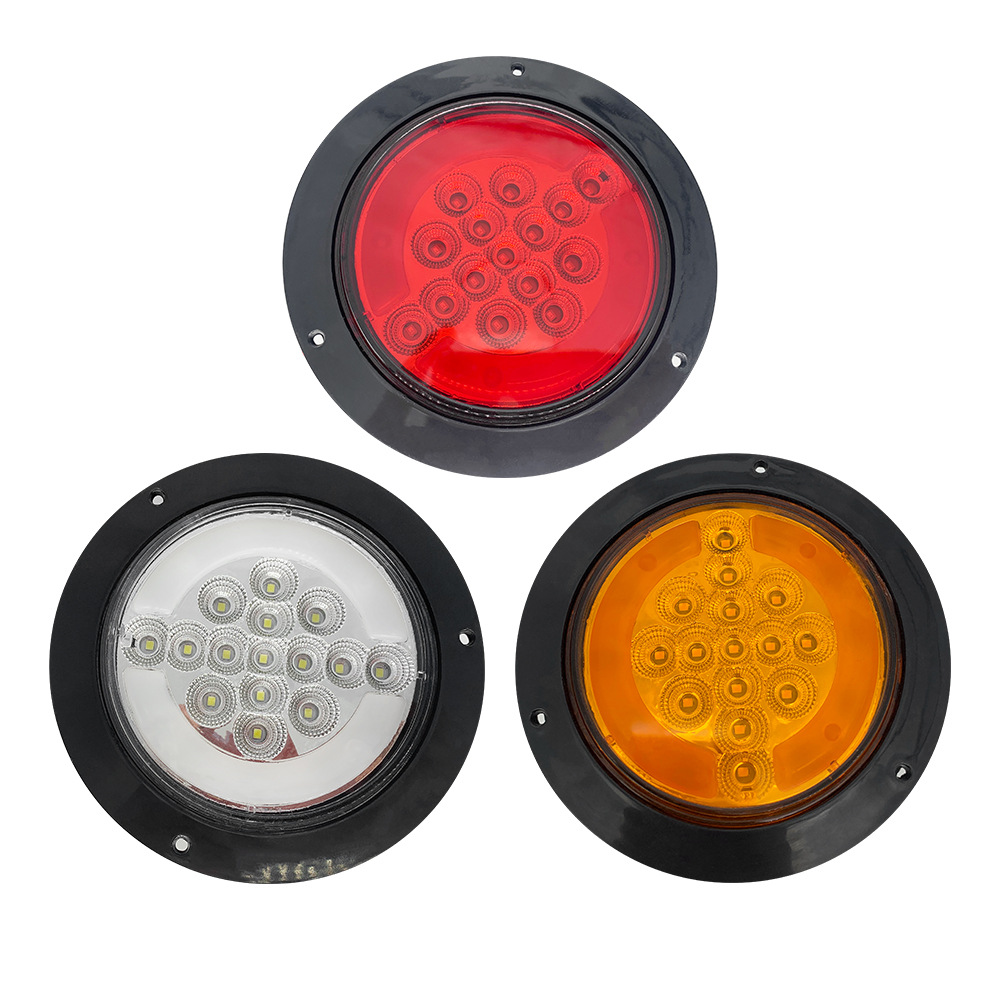 En stock suministro 24V remolque luz redonda 18LED camión luz lateral logística vehículo hamburguesa bomba de luz de conducción de automóviles