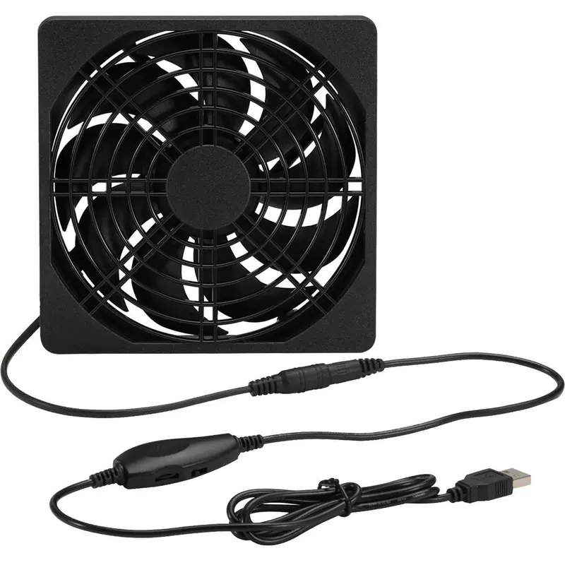 12 cm DC Cooling Fan, 5 V, USB Speed Controller Option, Compact Radiator Fan