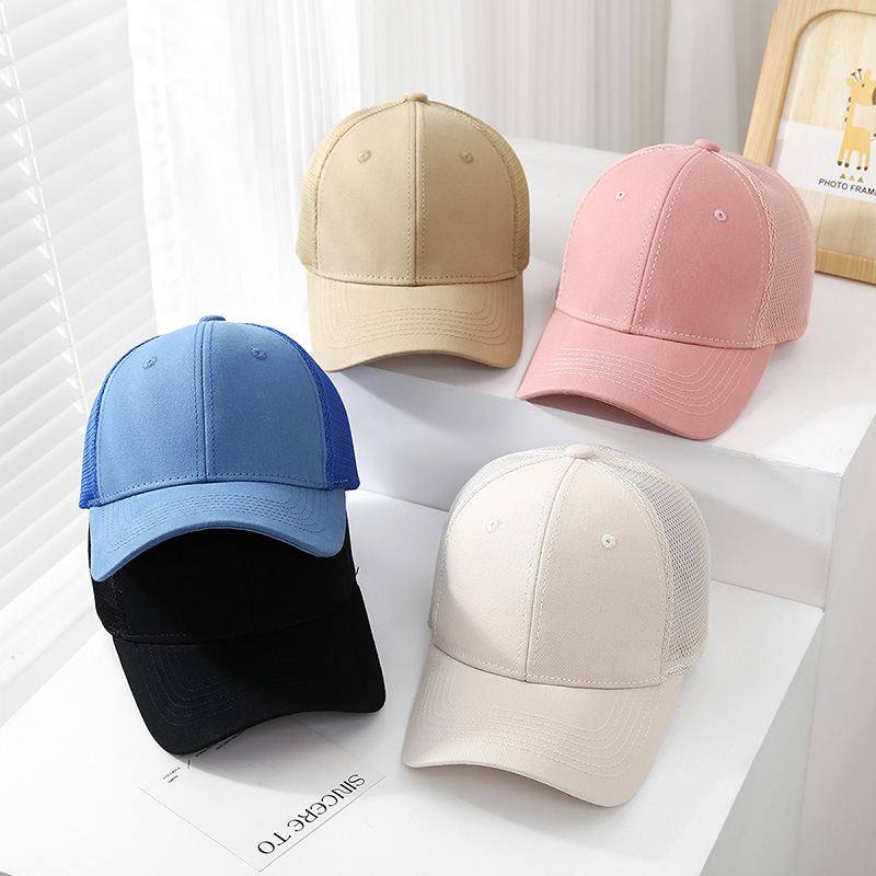 Sombreros para niños, sombreros para el sol, gorras de primavera y otoño, gorras de béisbol coreanas para padres e hijos, gorras de media malla con protector solar de moda para hombres