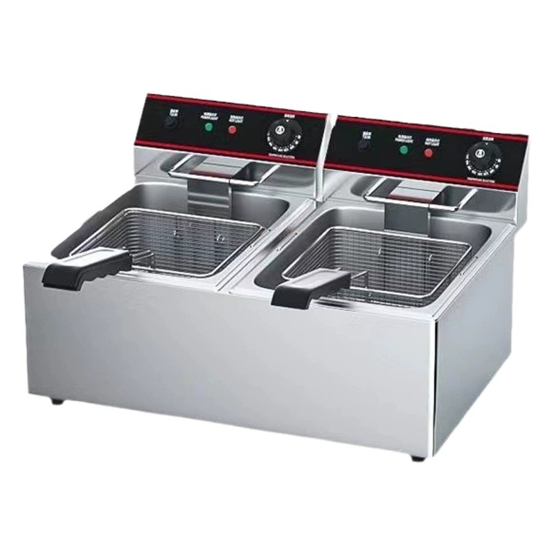 Коммерческая электрическая фритюрница утолщенная фритюрница жареная куриная отбальная фритюрница оборудование фритюрница двухцилиндровая электрическая фритюрница большой емкости