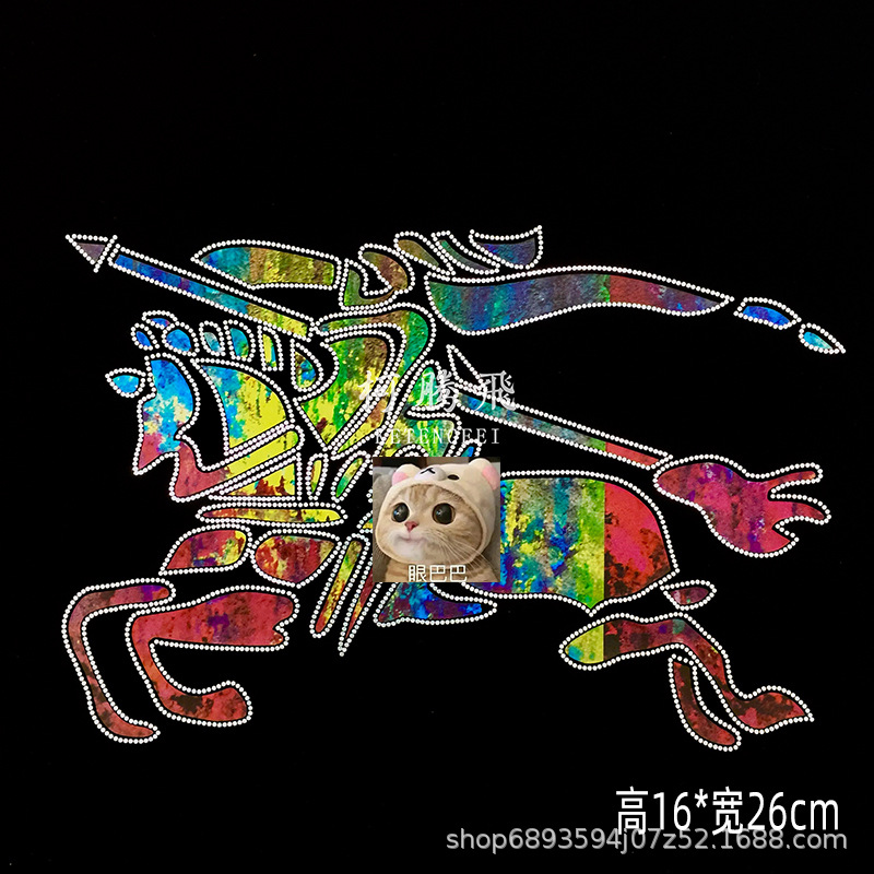 欧货男装烫钻图形设计贴钻服装辅料克罗心图形美人头烫图