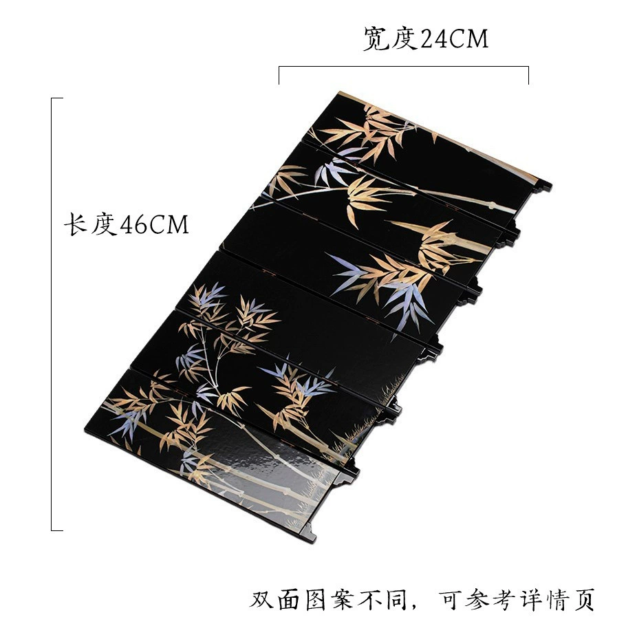 Double-Sided Mini Folding Screen Ornament, Lacquer Tea-Table Décor, Chinese Style Gift Box