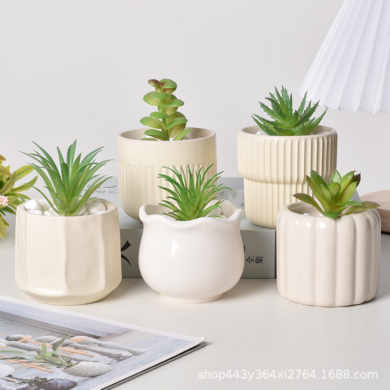 Ceramic Flower Pot Nordic Creative Modern Minimalist Morandi Orchid Butterfly Orchid Vase Desktop Home Decoration Green Plant